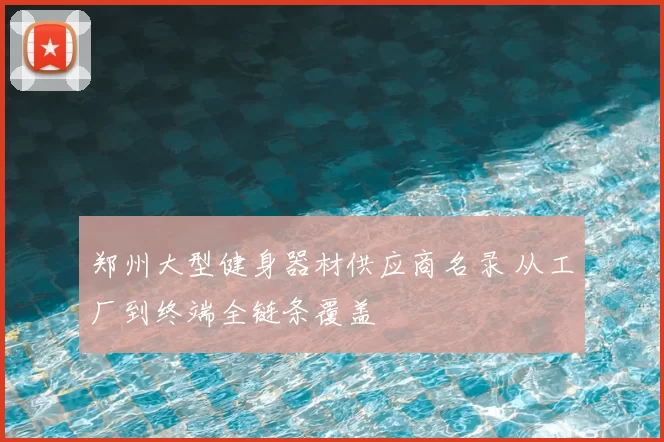 郑州大型健身器材供应商名录 从工厂到终端全链条覆盖